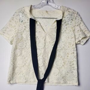 SOPRANO Lace Black Tie Blouse